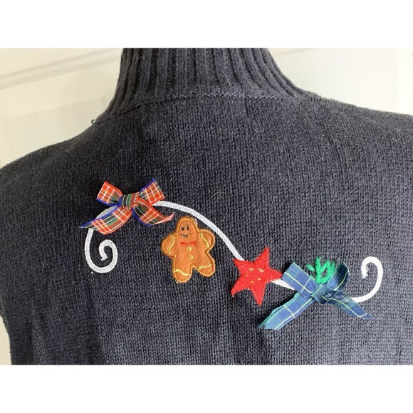 Vintage Planet & Company Woman 1X Christmas Sweater Vest Full Zip Santa - Picture 11 of 16